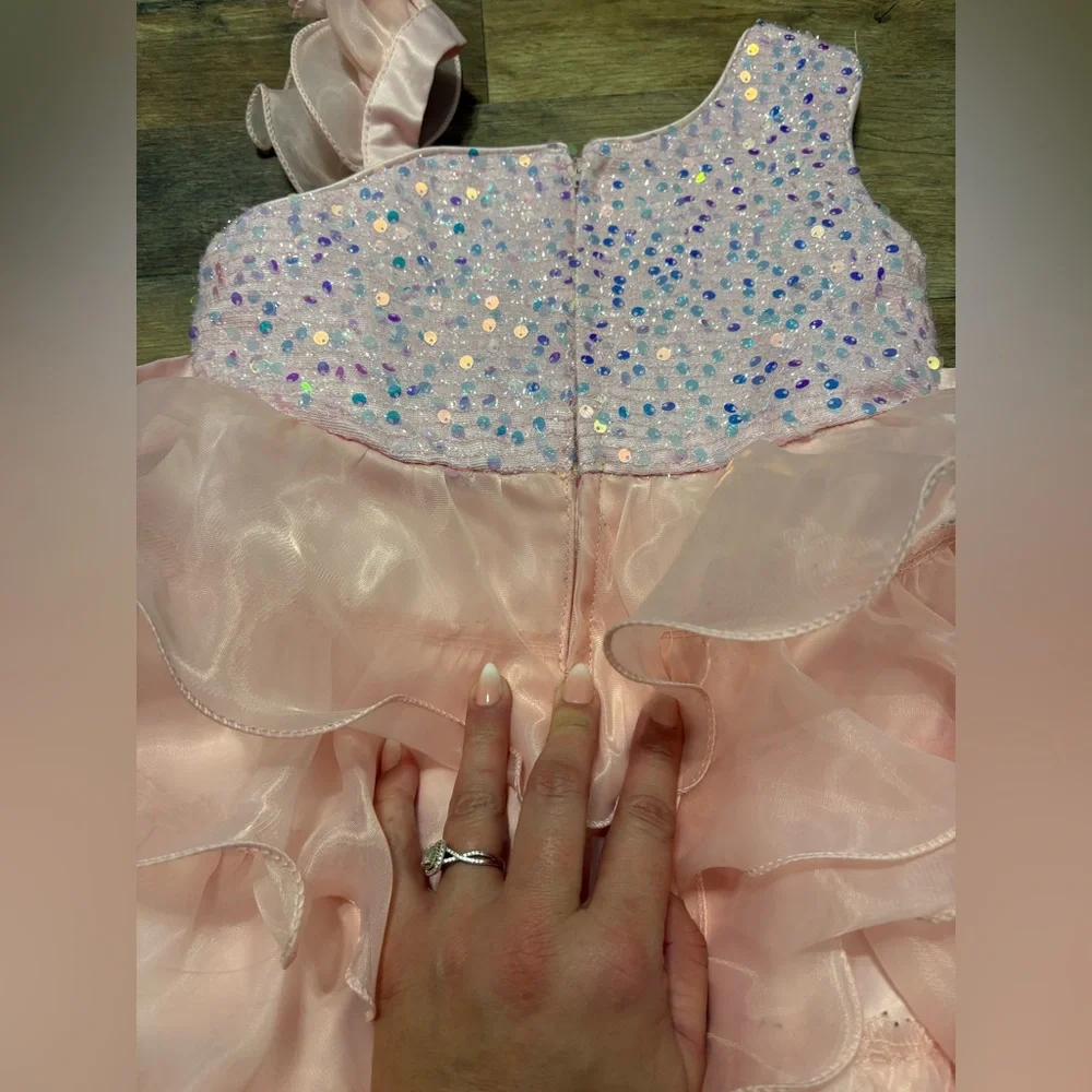 Pink Ruffled Kids Pageant Dress - Picture 5 of 5